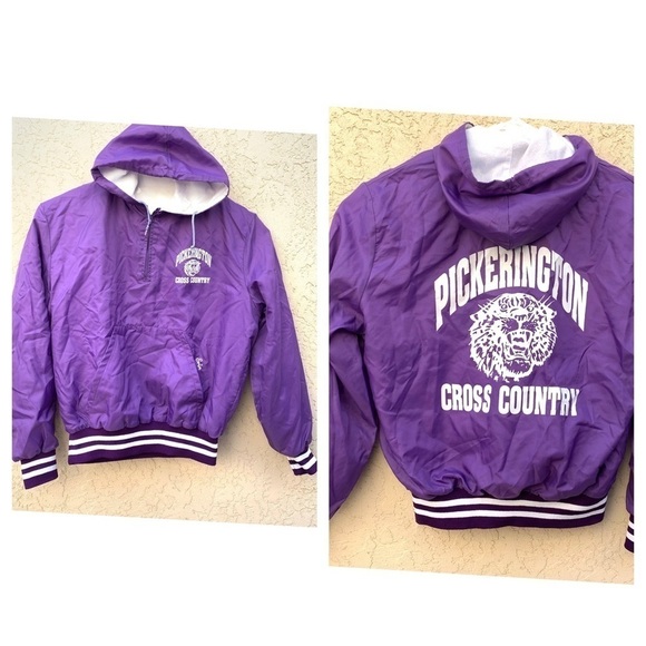 Vintage 1980’s Pullover half zip Hooded Bomber Varsity Jacket Made in USA